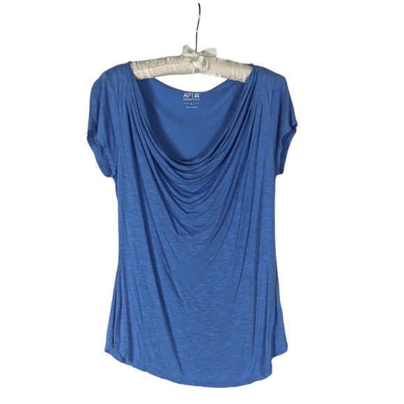 Apt. 9 Tops - Apt. 9 Sz L Women's Blue Draped Neck Short Sleeve Soft Blouse